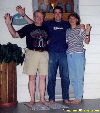 Daniel, Philip, and Alice Bierer in front of house in Dumont, NJ